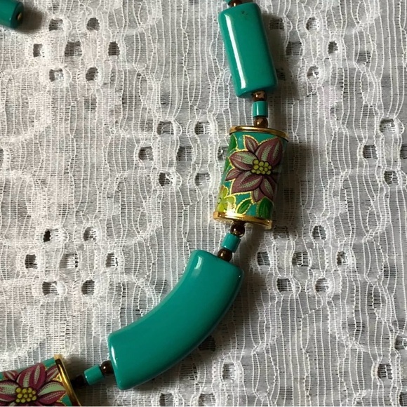 Beautiful Vintage Collar Choker Necklace Signed Japan Floral Beads Memory Wire - Picture 7 of 9